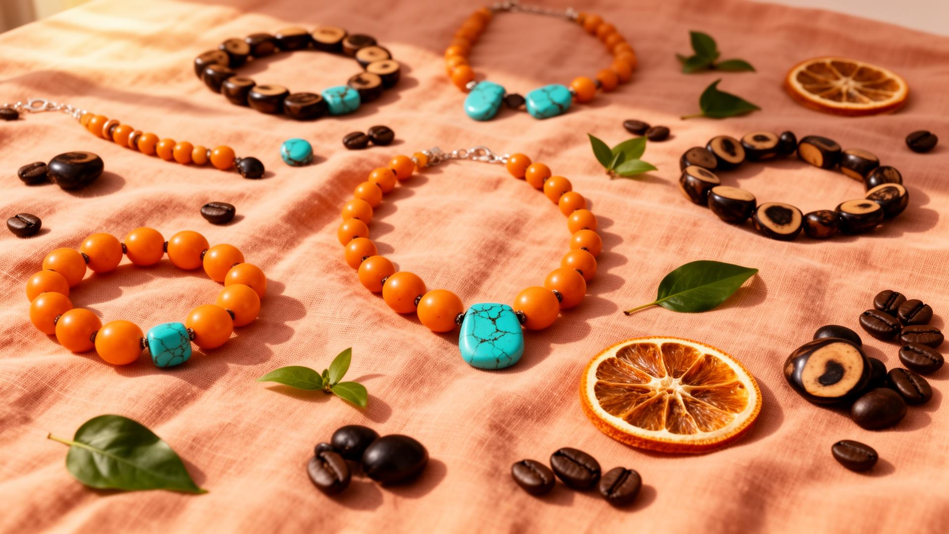 Handcrafted Colombian jewelry on warm linen