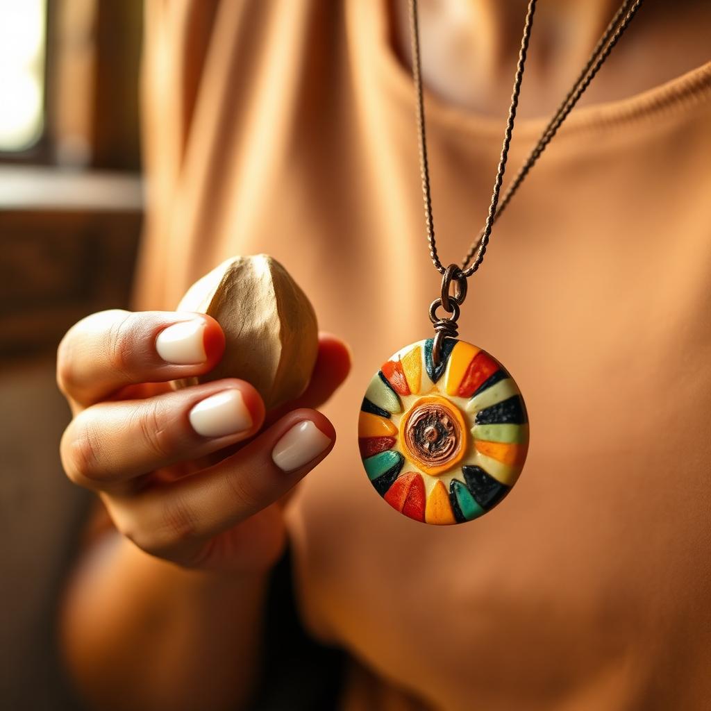 Hands holding tagua jewelry